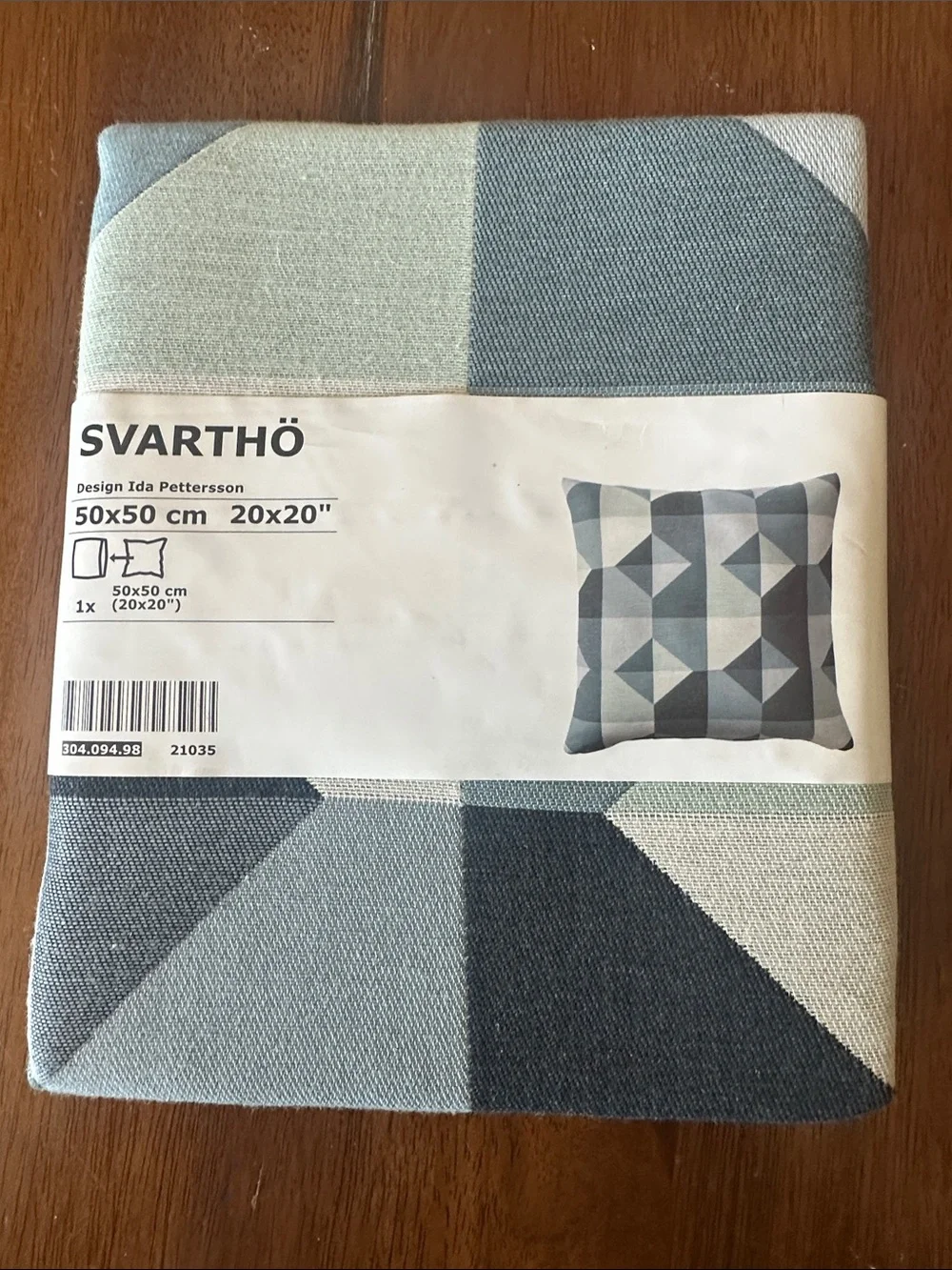 IKEA SVARTHÖ Geometric Pillow Cover in Light Blue, Dark Blue and Gray